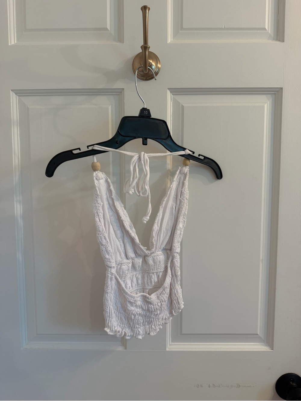White Crochet V-Neck Halter Top - Picture 2 of 4